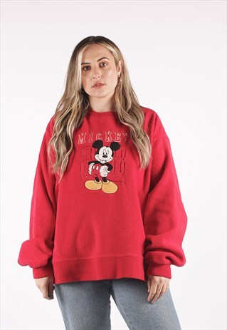 VINTAGE DISNEY MICKEY MOUSE RED FLEECE JUMPER /NN2238