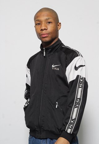 VINTAGE NIKE TAPE LOGO TRACK JACKET BLACK