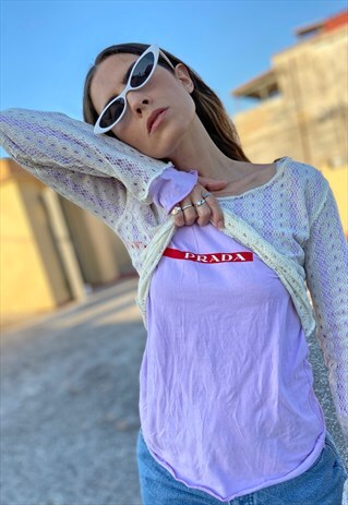 VINTAGE 90S PRADA DOUBLE LAYER CROCHET T-SHIRT