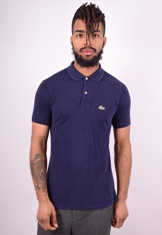 LACOSTE MENS VINTAGE POLO SHIRT MEDIUM NAVY BLUE 90'S