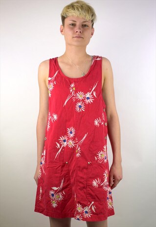 VINTAGE 90'S FLOWER PRINT PINAFORE DRESS