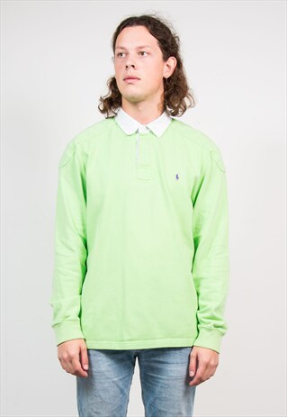 RALPH LAUREN GREEN RUGBY LONG SLEEVE POLO T-SHIRT