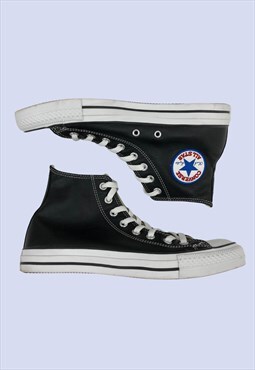 Chuck All Star Black Leather Grain High Top Casual Trainers