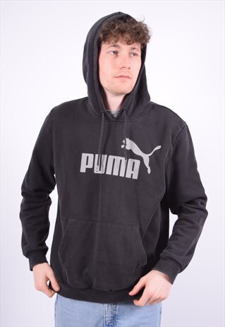 VINTAGE PUMA HOODIE JUMPER BLACK