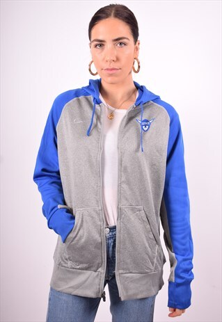 NIKE WOMENS VINTAGE HOODIE JACKET LARGE GREY 90'S