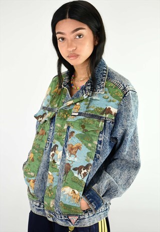 VINTAGE GUESS DENIM HORSES JACKET
