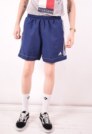 ADIDAS MENS VINTAGE SHORTS W34 BLUE 90S