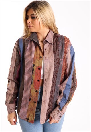 VINTAGE GUESS JEANS PATTERN SHIRT IN MULTI NS342