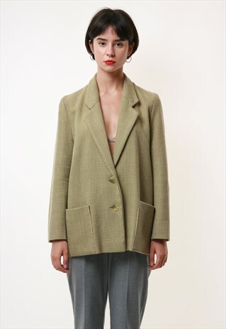 80S VINTAGE CHECK WOOL OVERSIZED LINED BLAZER JACKET 1914