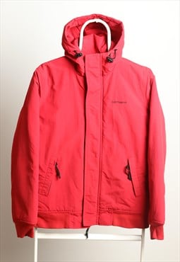 Vintage Carhartt Windbreaker Padded Hooded Jacket Red Size S