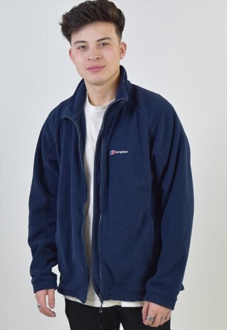 VINTAGE 90S DARK BLUE BERGHAUS ZIP UP FLEECE