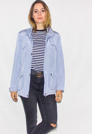 VINTAGE BABY BLUE SHELL JACKET WINDBREAKER