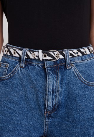 CALF HAIR BELT - BLACK AND WHITE