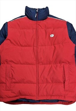 Men's Y2K Nike Puffer Jacket In Blue / Red Size XL