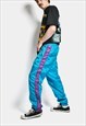 VINTAGE 90S JOGGERS SKY BLUE PURPLE MENS SPORT TROUSERS 