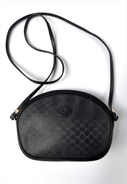 Gucci Crossbody Bag Shoulder Black GG Logo Monogram Gold 