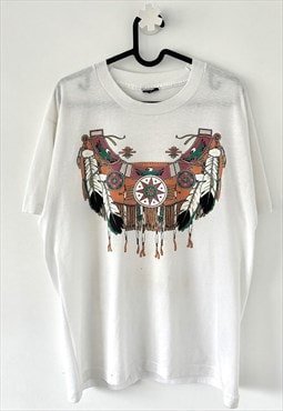 Vintage native dream catcher white tourist T-shirt large 