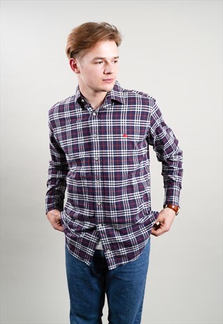 BURBERRY FULL NAVY CHECK CASUAL SHIRT L