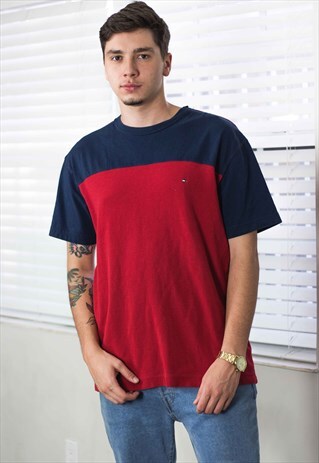 VINTAGE TOMMY HILFIGER T-SHIRT LOGO 90S L 9