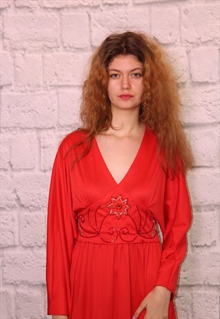 80S RED GLAMOROUS PARTY DRESS