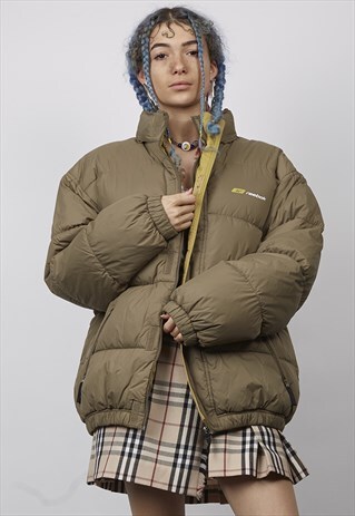 VINTAGE 90'S REEBOK OVERSIZED KHAKI DOWN PUFFER JACKET