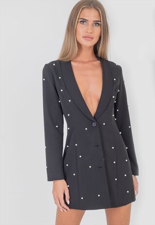 PEARL BLAZER DRESS BLACK