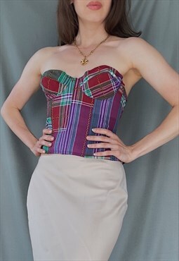 1980s/90s vintage CHANTAL THOMASS tartan corset S/M Revival