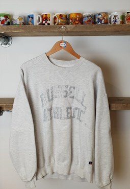 Vintage Russell Athletic sweatshirt 90s spellout grey