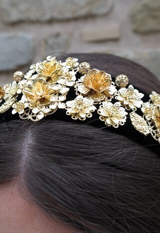 GOLD FLORAL CROWN HEADBAND