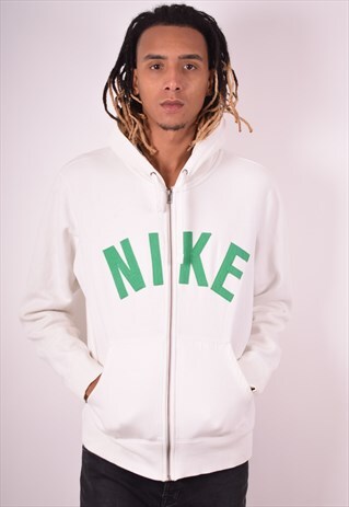 NIKE MENS VINTAGE HOODIE JACKET LARGE WHITE 90S
