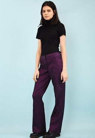 Y2K LOW WAIST CLASSIC CUT KITSCH SATIN TROUSERS