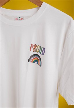 ROR White Proud Rainbow Slogan T-Shirt
