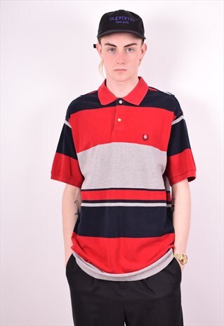 CHAPS RALPH LAUREN MENS VINTAGE POLO SHIRT LARGE RED 90'S