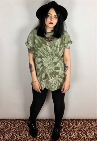 TIE DYE REWORKED T-SHIRT IN KHAKI SIZE LARGE