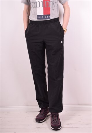 ADIDAS MENS VINTAGE TRACKSUIT TROUSERS W30 L32 BLACK 90S