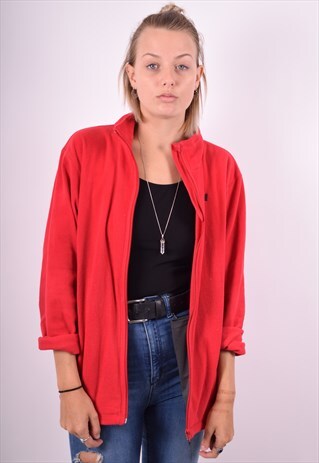 HELLY HANSEN WOMENS VINTAGE FLEECE JACKET LARGE RED 90'S