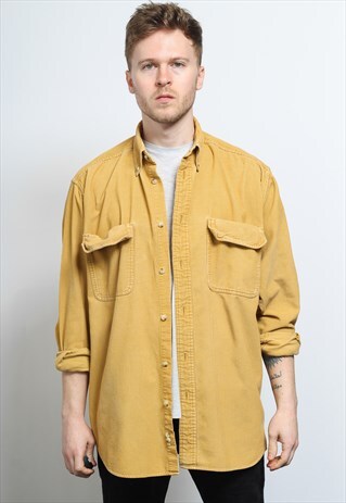 VINTAGE CORDUROY CORD SHIRT GOLD