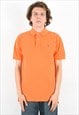Vintage M Men Shirt Casual Short Sleeved Orange Rugby Top