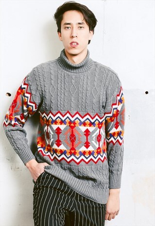 VINTAGE PATTERNED TURTLENECK JUMPER