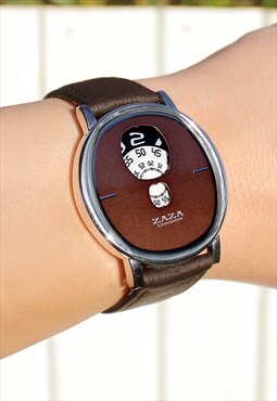 Cryptic Dial Leather Watch