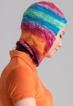 Hand Made Rainbow Wool Balaclava