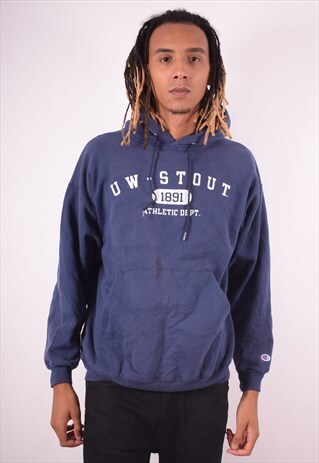 CHAMPION MENS VINTAGE HOODIE JUMPER XL BLUE 90S