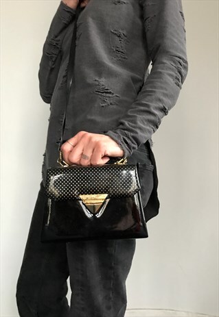 VINTAGE 90' BEAUTIFUL UNIQUE SHINY BLACK BAG