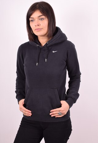 NIKE WOMENS VINTAGE HOODIE JUMPER XS BLACK 90S