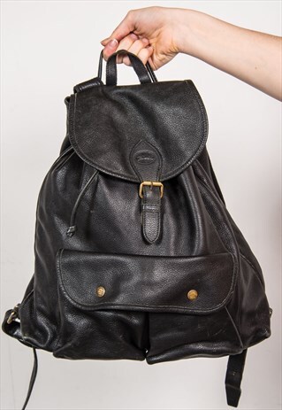 VINTAGE BLACK LEATHER RUCKSACK BACKPACK