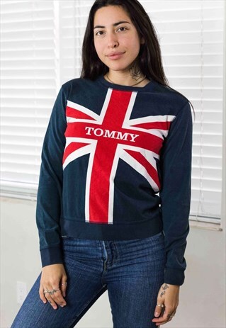 VINTAGE TOMMY HILFIGER FLAG LOGO SWEATSHIRT LOGO 90S M 8.8