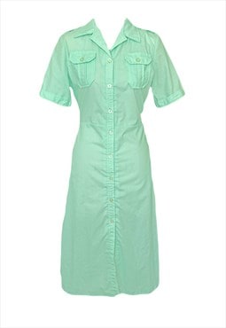 Peppermint Green 80s Vintage Midi Shirt Dress 12