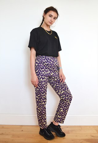 ICEBERG PURPLE FLORAL CIGARETTE PANTS
