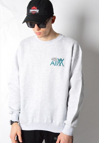 VINTAGE 90S GREY MINIMALIST AEROBICS FITNESS SWEATSHIRT