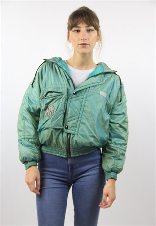 VINTAGE SHELL GREEN METALLIC 90S JACKET